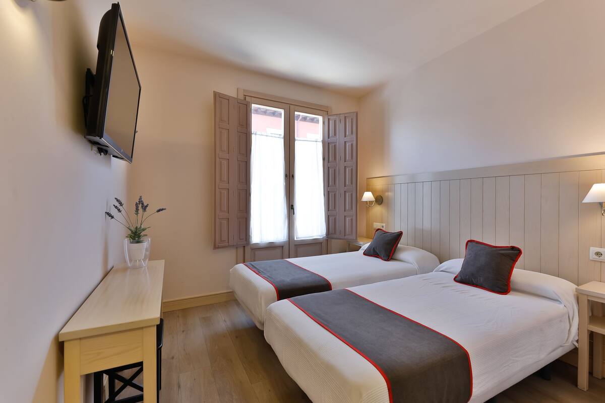 Habitación con 2 camas individuales | Escritorio, wifi gratis, ropa de cama