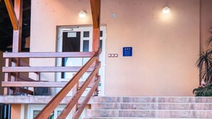 A staircase with wooden railings leading to a second floor. - B&B Mreznica House DP (Duga Resa)
