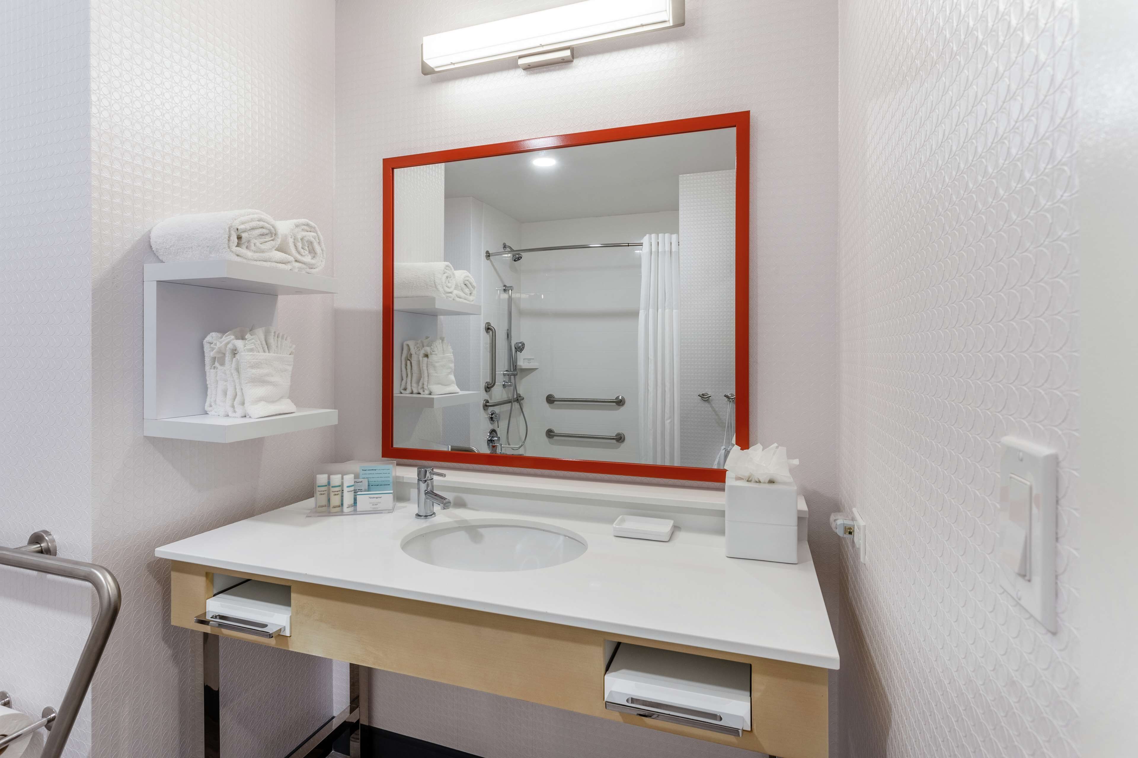 room, 2 queen beds, accessible, city view | bathroom | shower, free toiletries, hair dryer, towels