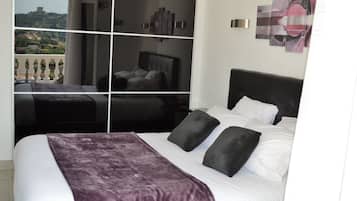 Deluxe Double Room, 1 Queen Bed, Terrace, Partial Sea View | Egyptian cotton sheets, premium bedding, Select Comfort beds, minibar
