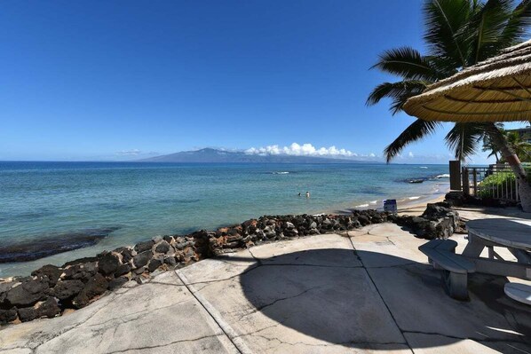On the beach, sun loungers, beach towels - KA 401 Spacious Studio w Mountain View Pool AC (Lahaina)