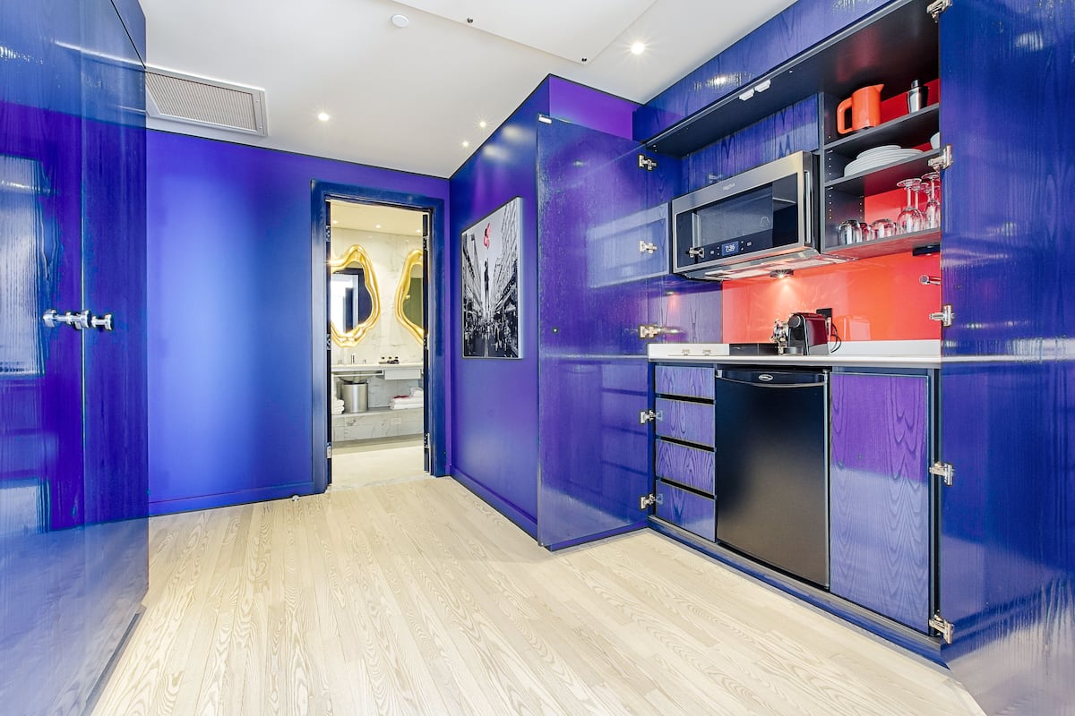 superior studio, city view | private kitchen | fridge, microwave, oven, stovetop