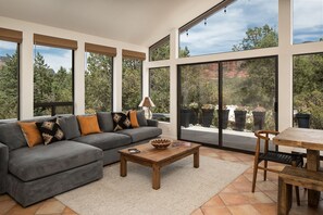 TV, fireplace, books, stereo - BRAND NEW REMODELED HOME WITH STUNNING VIEWS!!! (Sedona)