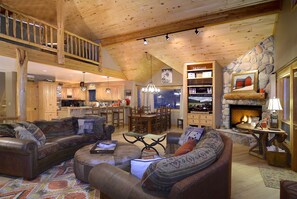 Televisión, chimenea y reproductor de DVD 