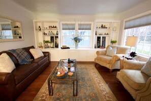 Televisión, chimenea y libros 