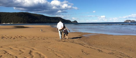 Playa en los alrededores, camastros y toallas de playa
