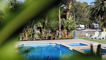 2 outdoor pools, pool loungers