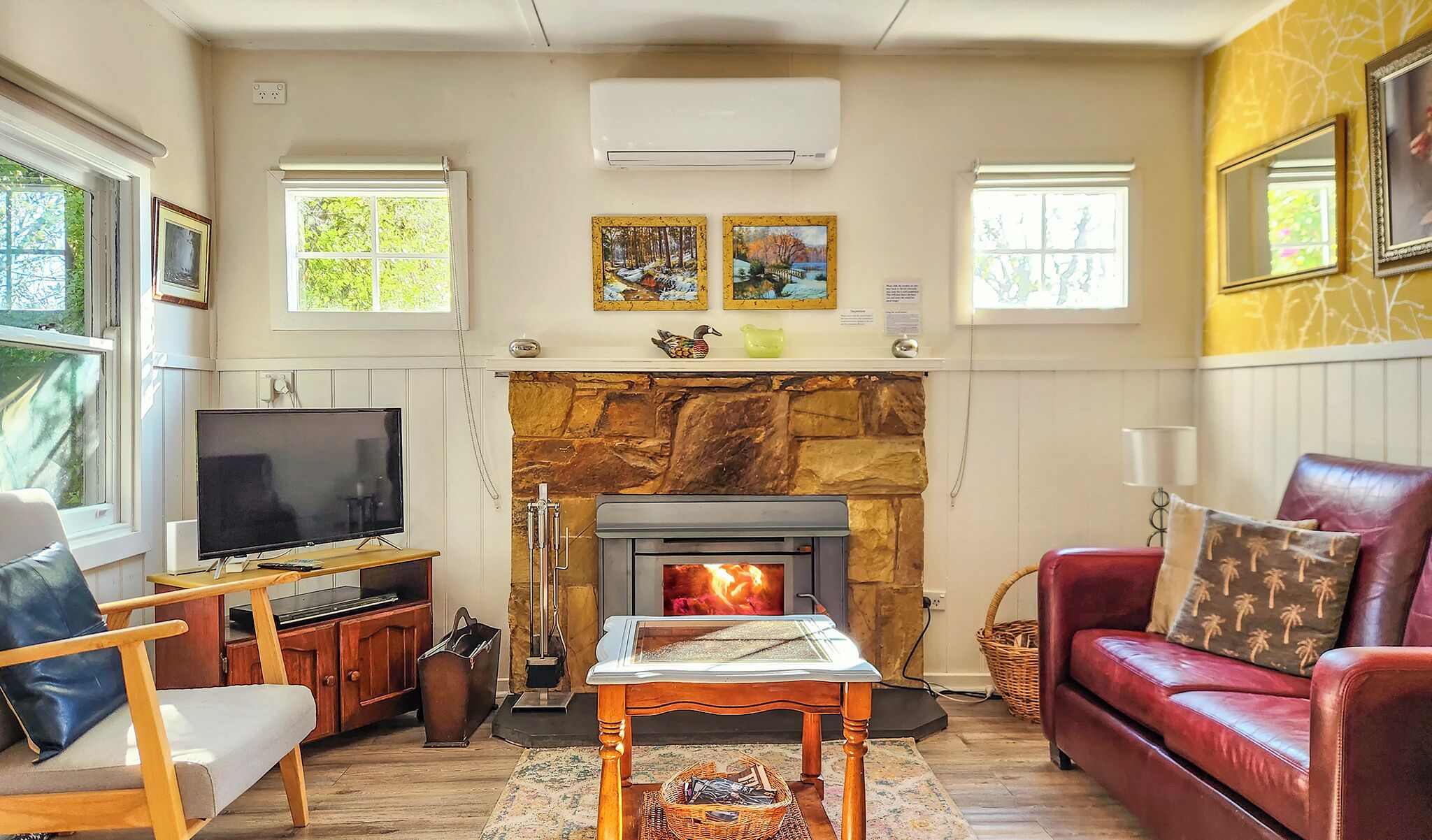 Smart TV, fireplace, Netflix, DVD player