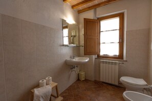 Ducha, secador de pelo, bidet, toallas