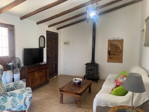 Smart TV, DVD player, books, video library
