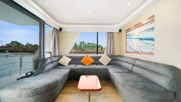 Luxury Houseboat, 4 Bedrooms (Aegean 60) | Living area | LED TV