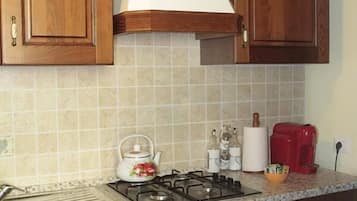 Dúplex, 1 habitación | Cocina privada | Refrigerador, horno, parrilla de estufa y cafetera y tetera