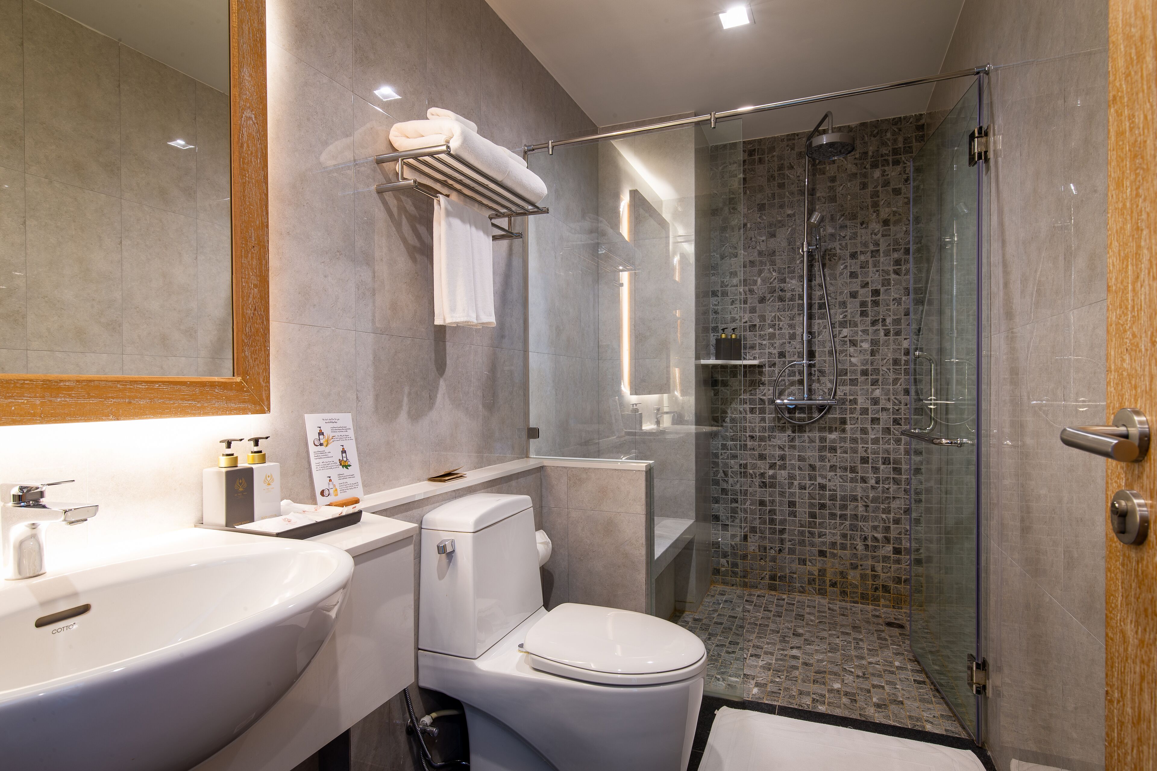 free toiletries, hair dryer, bathrobes, slippers