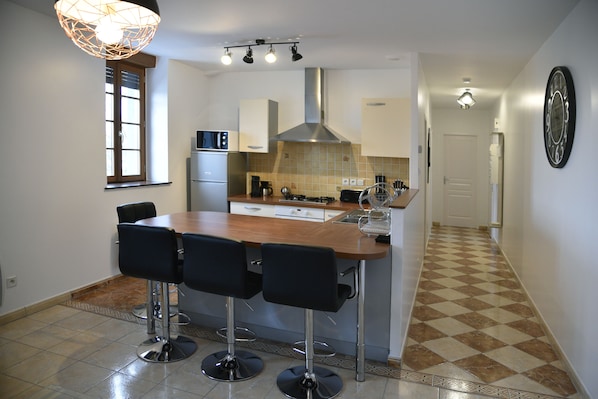 Fridge, microwave, oven, stovetop - feet in the water head in the clouds (150 meters from the thermal baths) (Luxeuil-les-Bains)