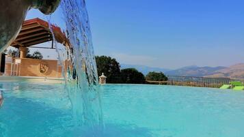 Outdoor pool, open 9:00 AM to 7:30 PM, pool umbrellas, sun loungers
