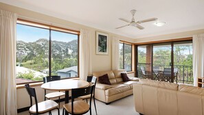 TV, DVD player, books