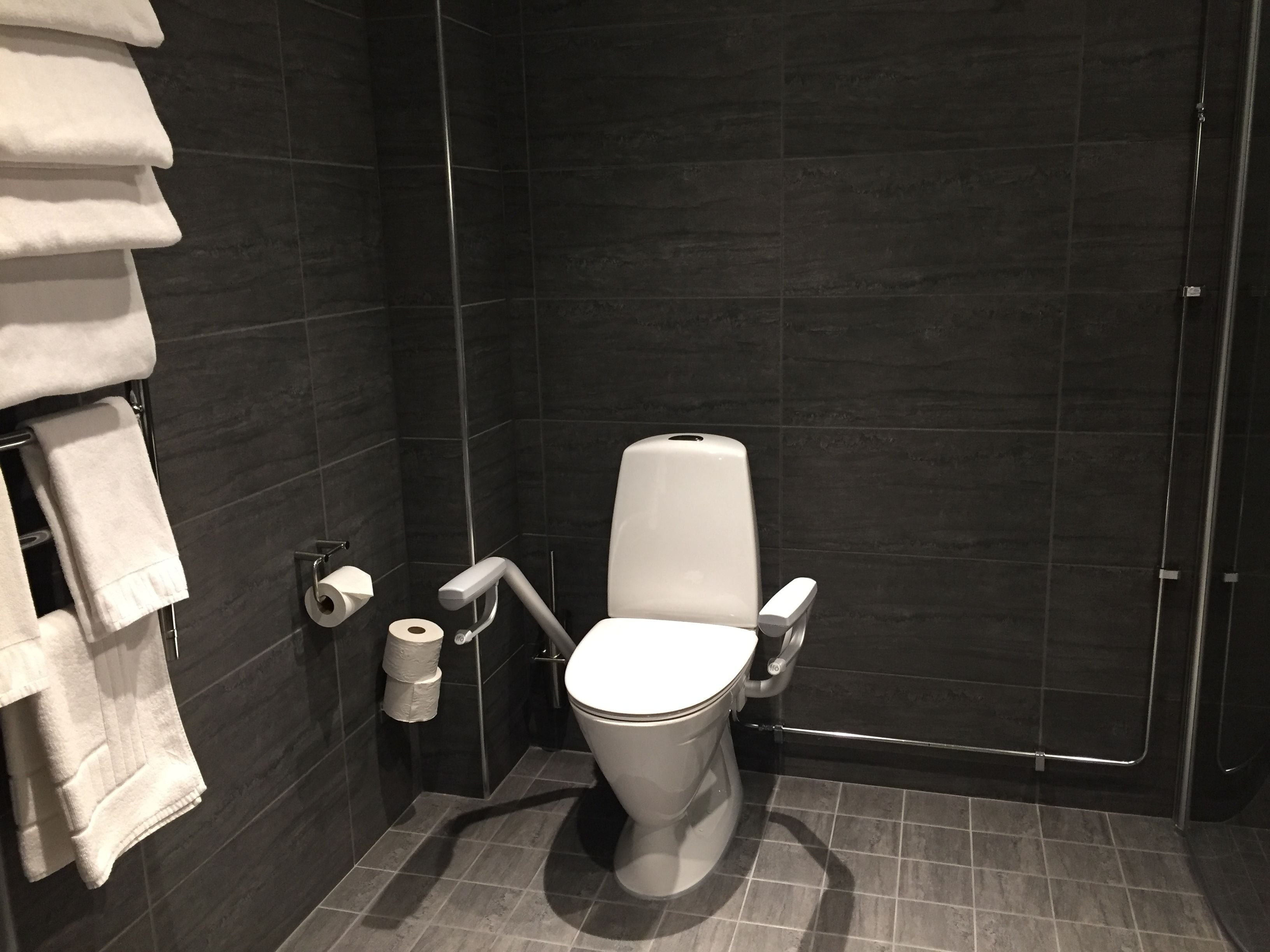 family suite, multiple beds (2 floors #119) | bathroom | shower, free toiletries, hair dryer, bathrobes