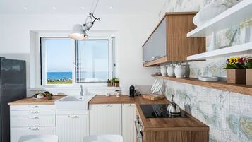 Full-size fridge, microwave, oven, stovetop