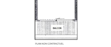 Een niet-contractueel plattegrond van een gebouw met gelabelde secties, waaronder 'ENTREE', 'S.O.B.', 'PL', 'COIN REPAS' en 'BALCON'.