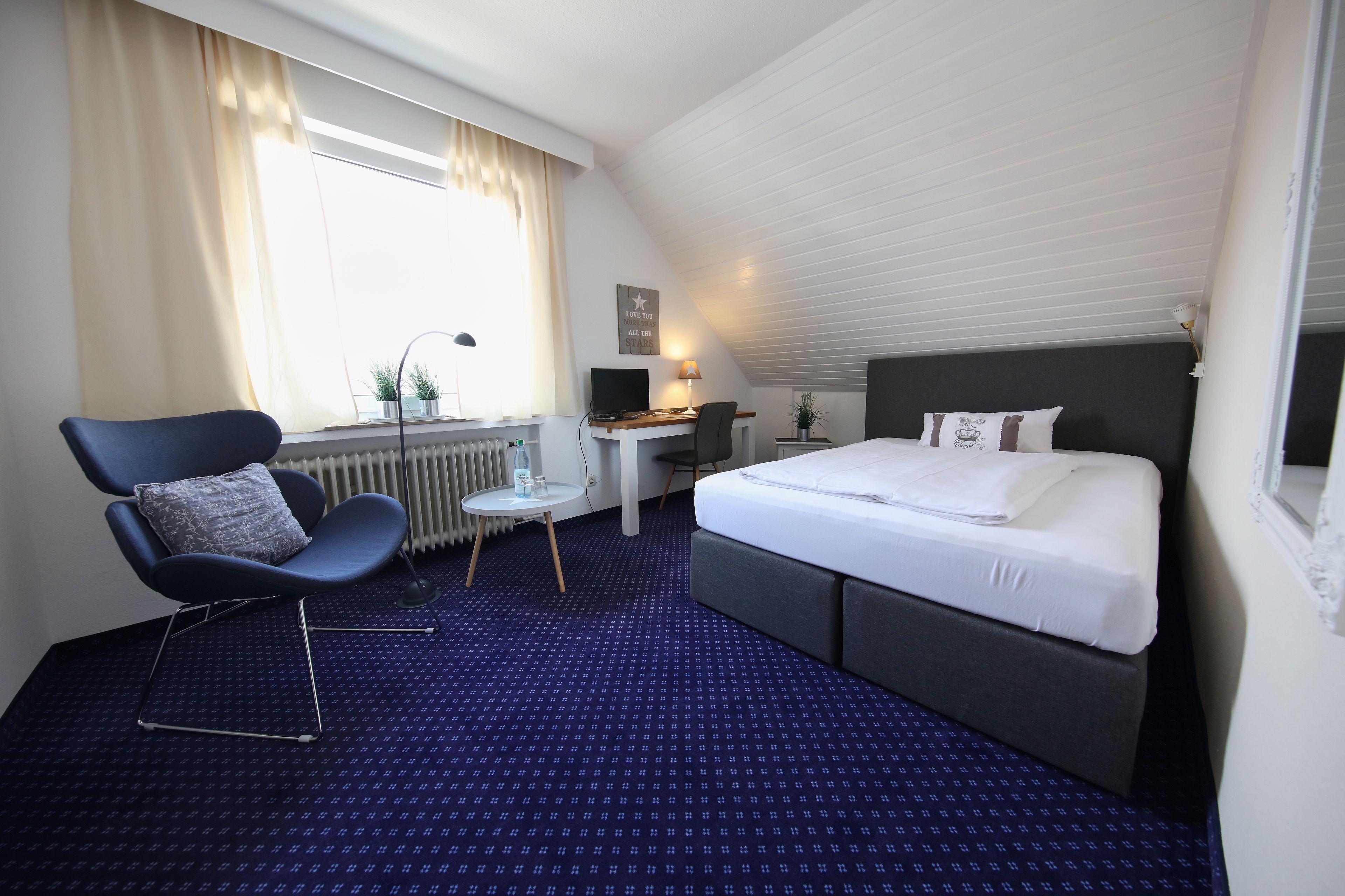 Desk, free WiFi, bed sheets