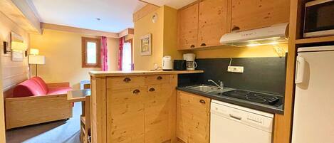 Réfrigérateur, micro-ondes, lave-vaisselle, cafetière/bouilloire