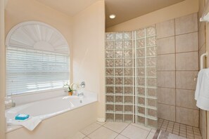 Bathtub, hair dryer, towels