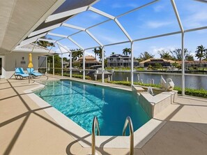 Pool - Waterfront 3BR, heated pool, WiFi, and serene Mid-Island views. (Marco Island)