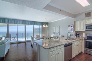 Fridge, microwave, oven, stovetop - 11th floor beach front condo in Tides @ Topsl (Miramar Beach)
