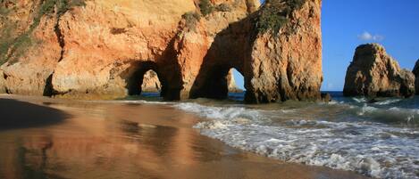 On the beach, beach towels