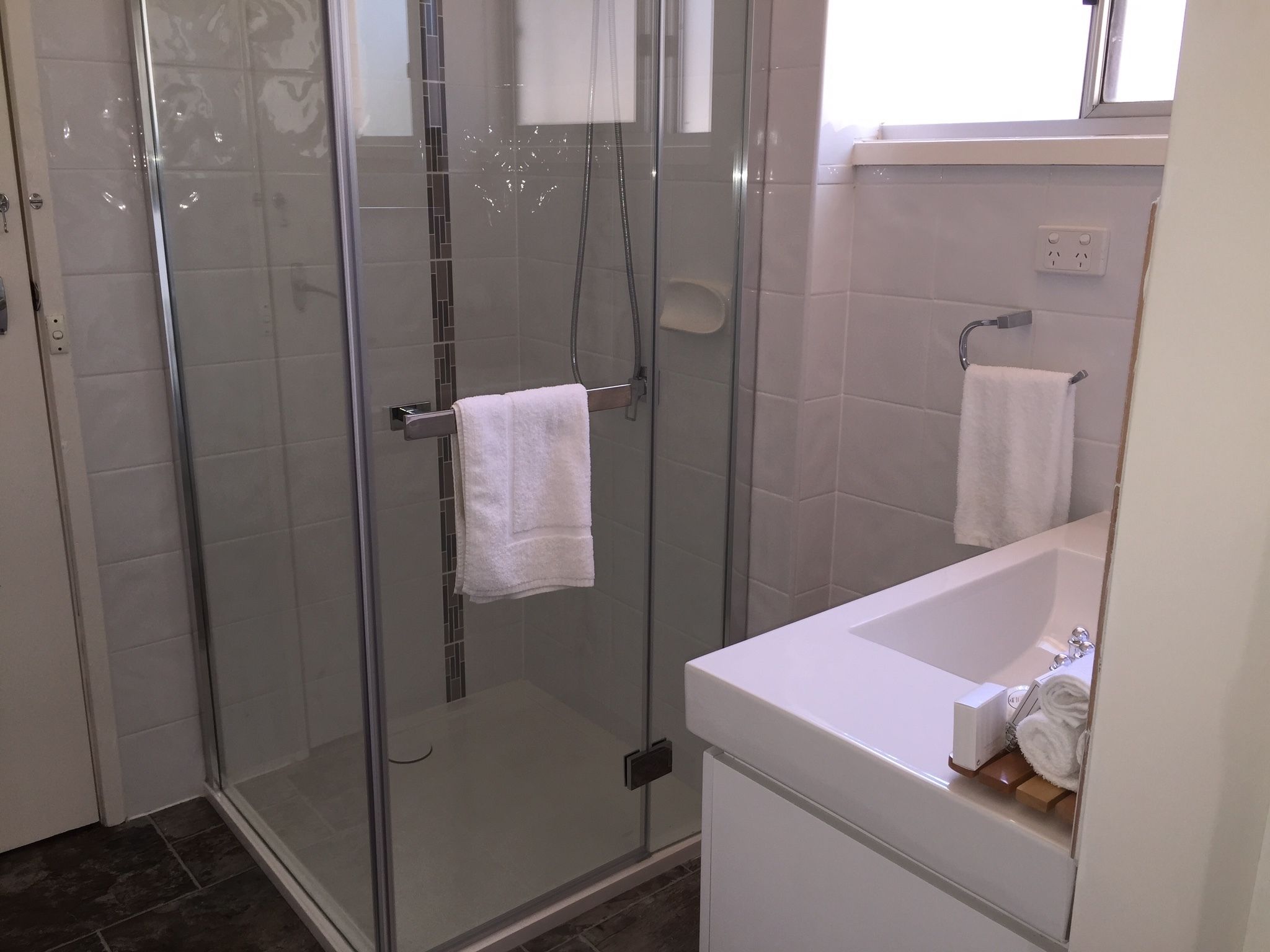 Shower, free toiletries, hair dryer, bathrobes