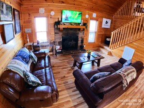Smart TV, fireplace, DVD player