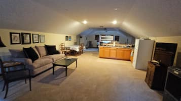Smart TV, DVD player, books, video library