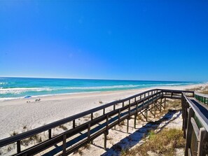 Beach nearby, sun loungers