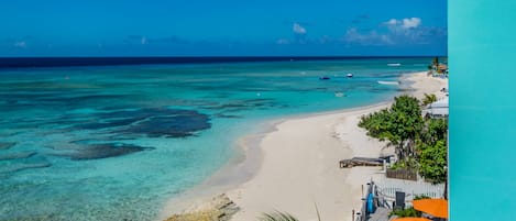 On the beach, sun-loungers, beach towels