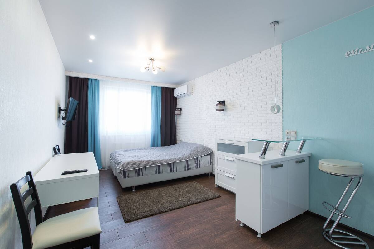 1 bedroom, blackout drapes, soundproofing, iron/ironing board