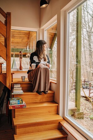 Comfort Cottage, Non Smoking, Pets Allowed | Living area | Flat-screen TV, fireplace, DVD player - tuŻur Domki Nad Potokiem (Osie)