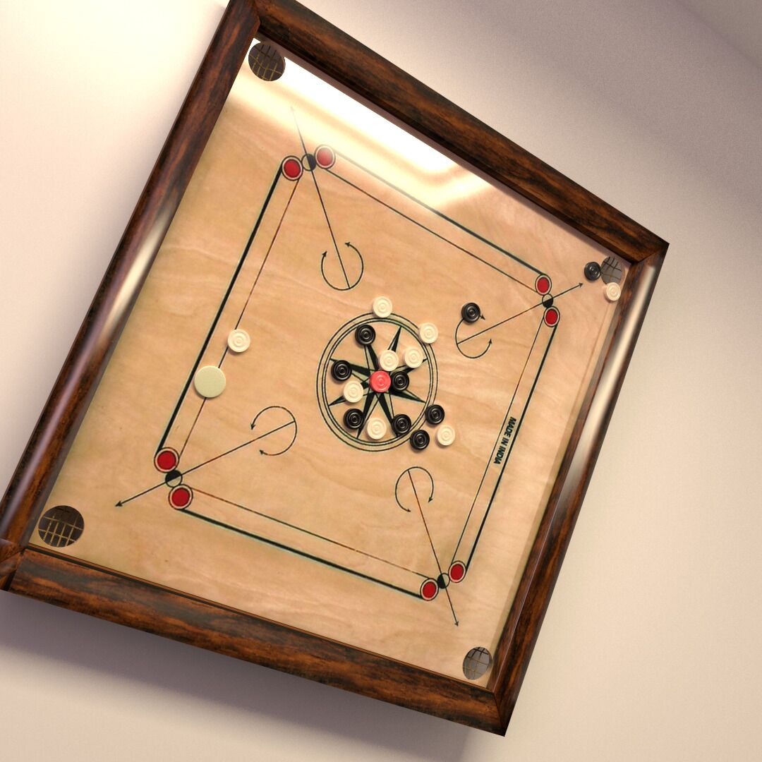 A framed pool table with a wooden border, a central cue ball, and surrounding numbered balls.