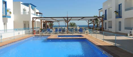 Outdoor pool, pool loungers