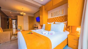 Junior Suite, 1 Queen Bed, Accessible, Terrace | Down duvets, individually decorated, laptop workspace, blackout curtains