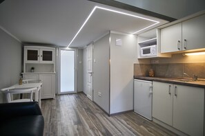 City Apartment, 1 Queen Bed, Non Smoking | Private kitchen | Fridge, microwave, electric kettle, cookware/dishes/utensils