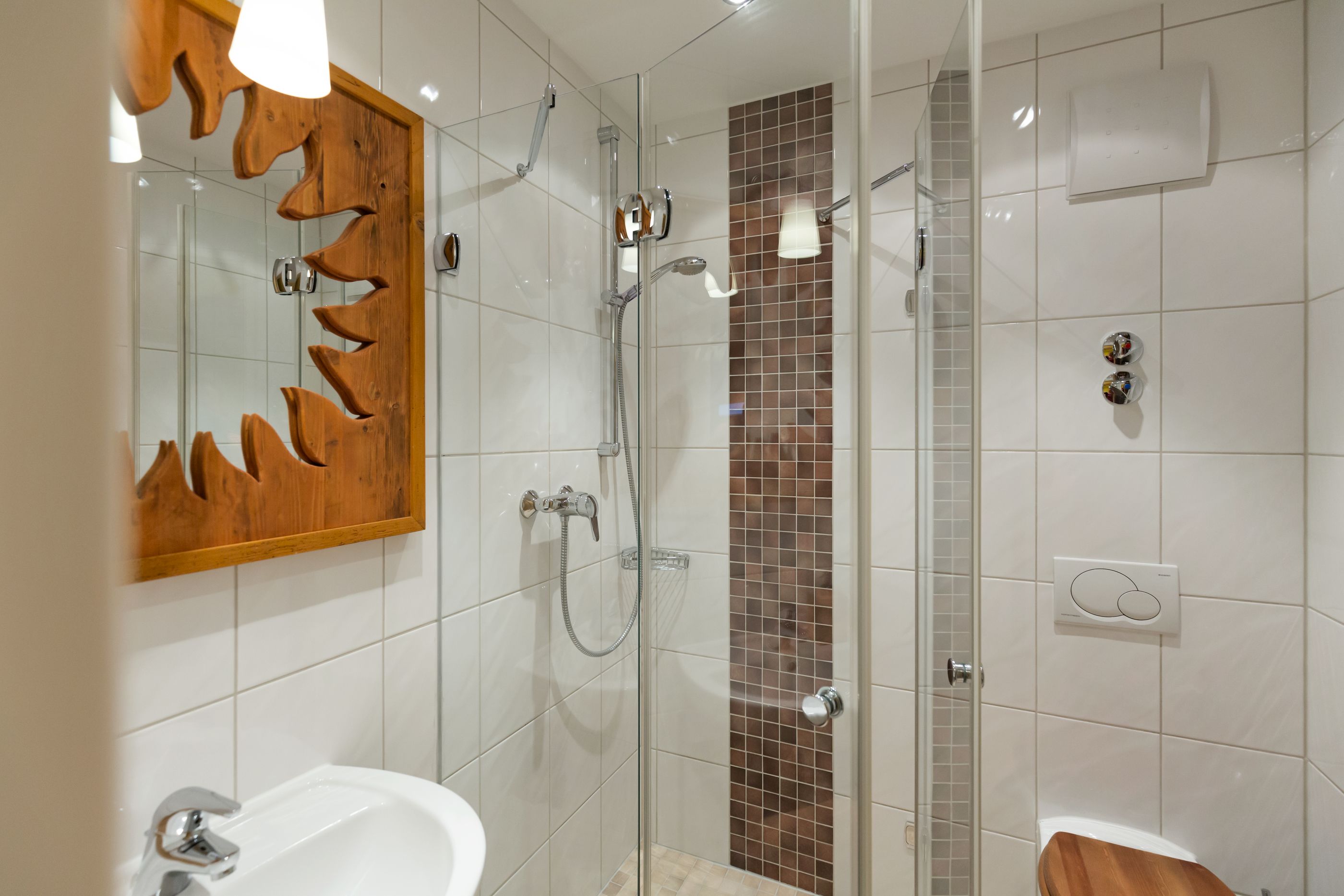 Chambre Simple Standard, vue montagne | Salle de bain | Douche, sèche-cheveux, peignoirs, chaussons