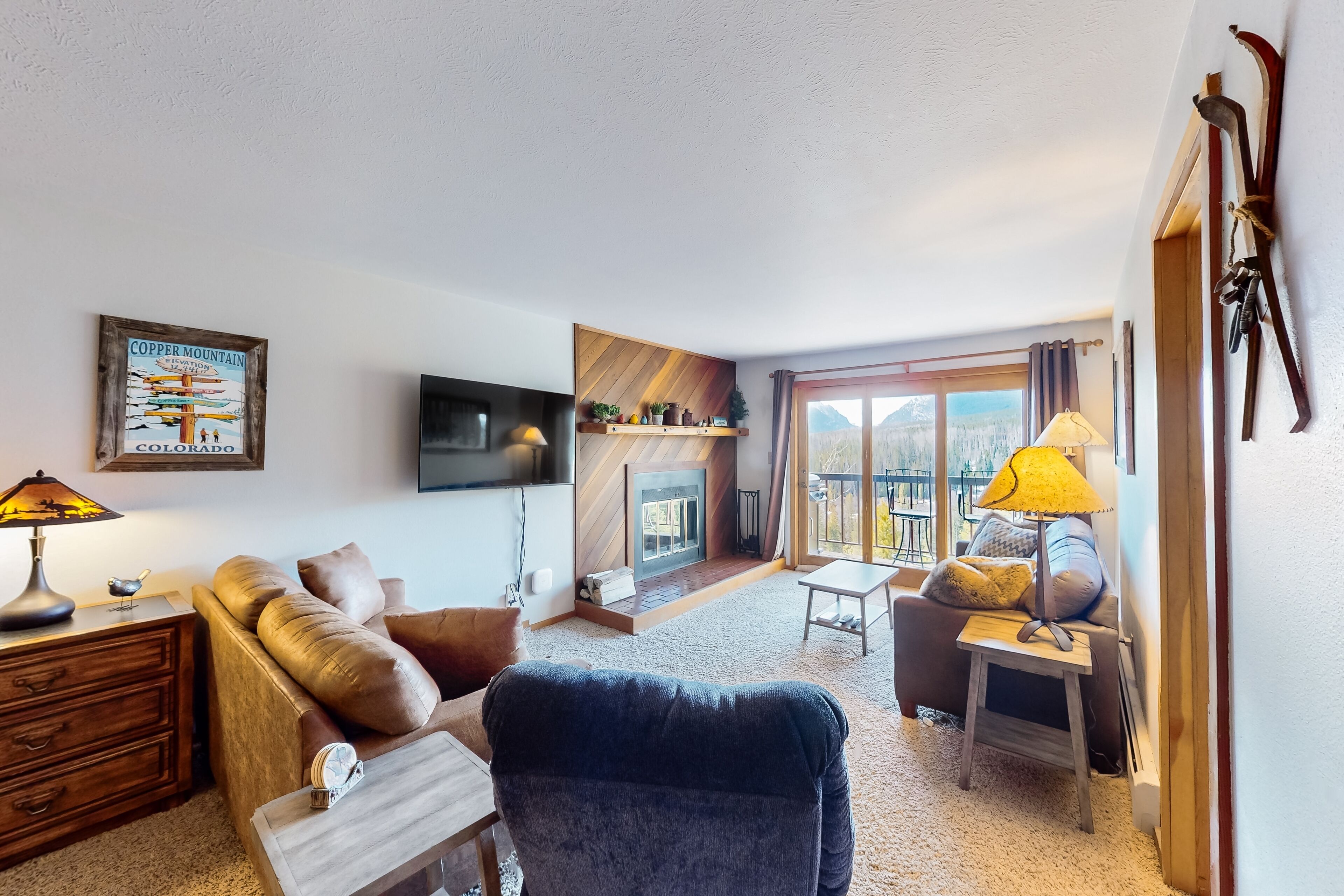 Mountain view condo with private balcony, pool, & hot tub - near skiing