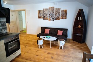 Apartment, 1 Bedroom, Terrace (Nr. 2) | Living area | Flat-screen TV - Ferienwohnungen Mamauwiese (Gutenstein)