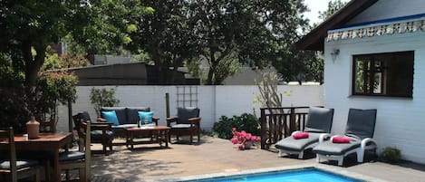 Outdoor pool, sun loungers