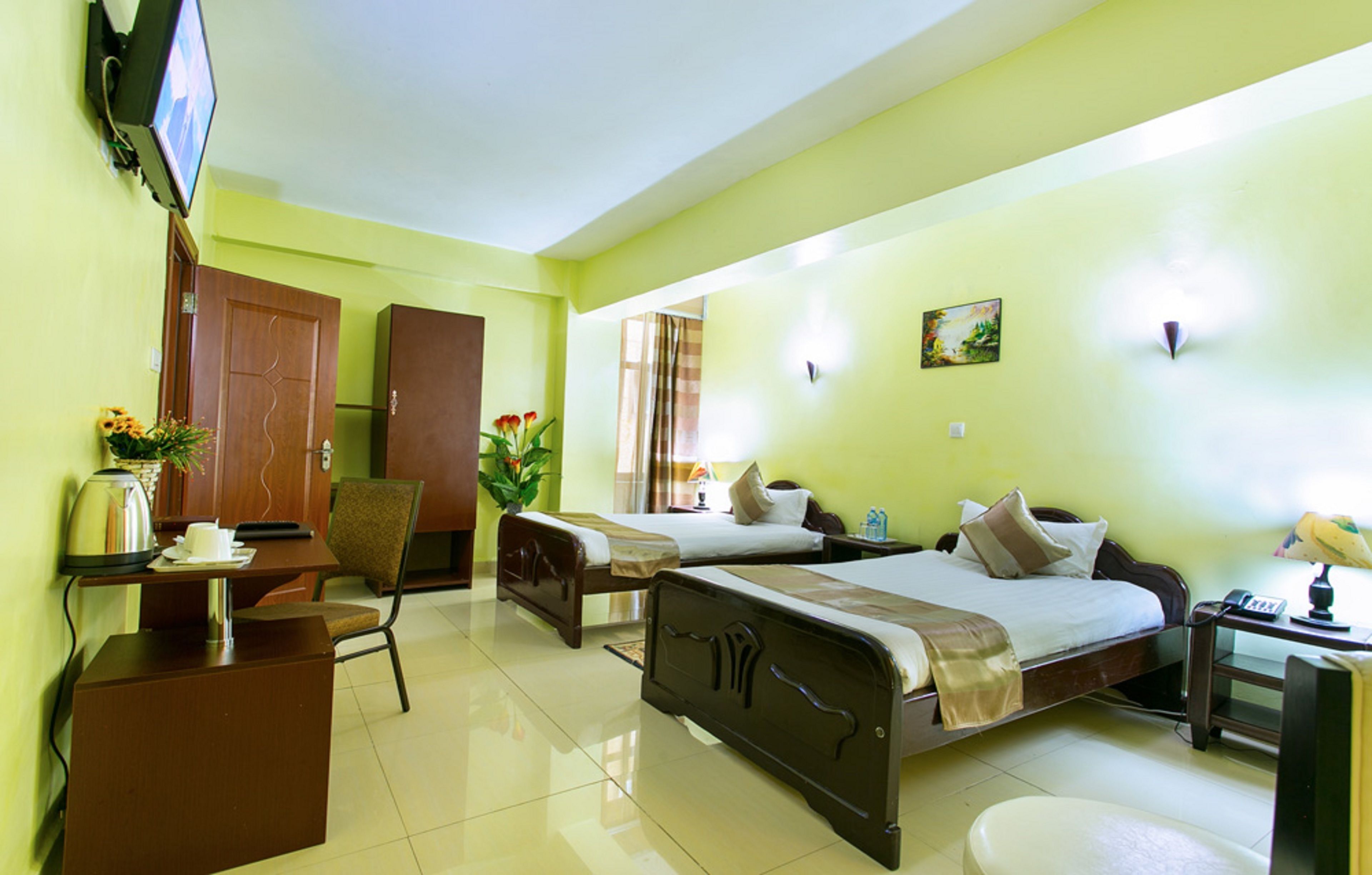 Desk, blackout curtains, free WiFi, bed sheets