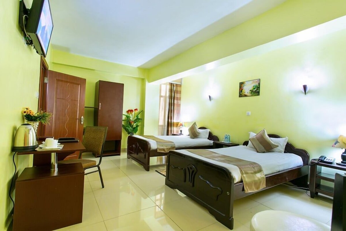 Desk, blackout curtains, free WiFi, bed sheets