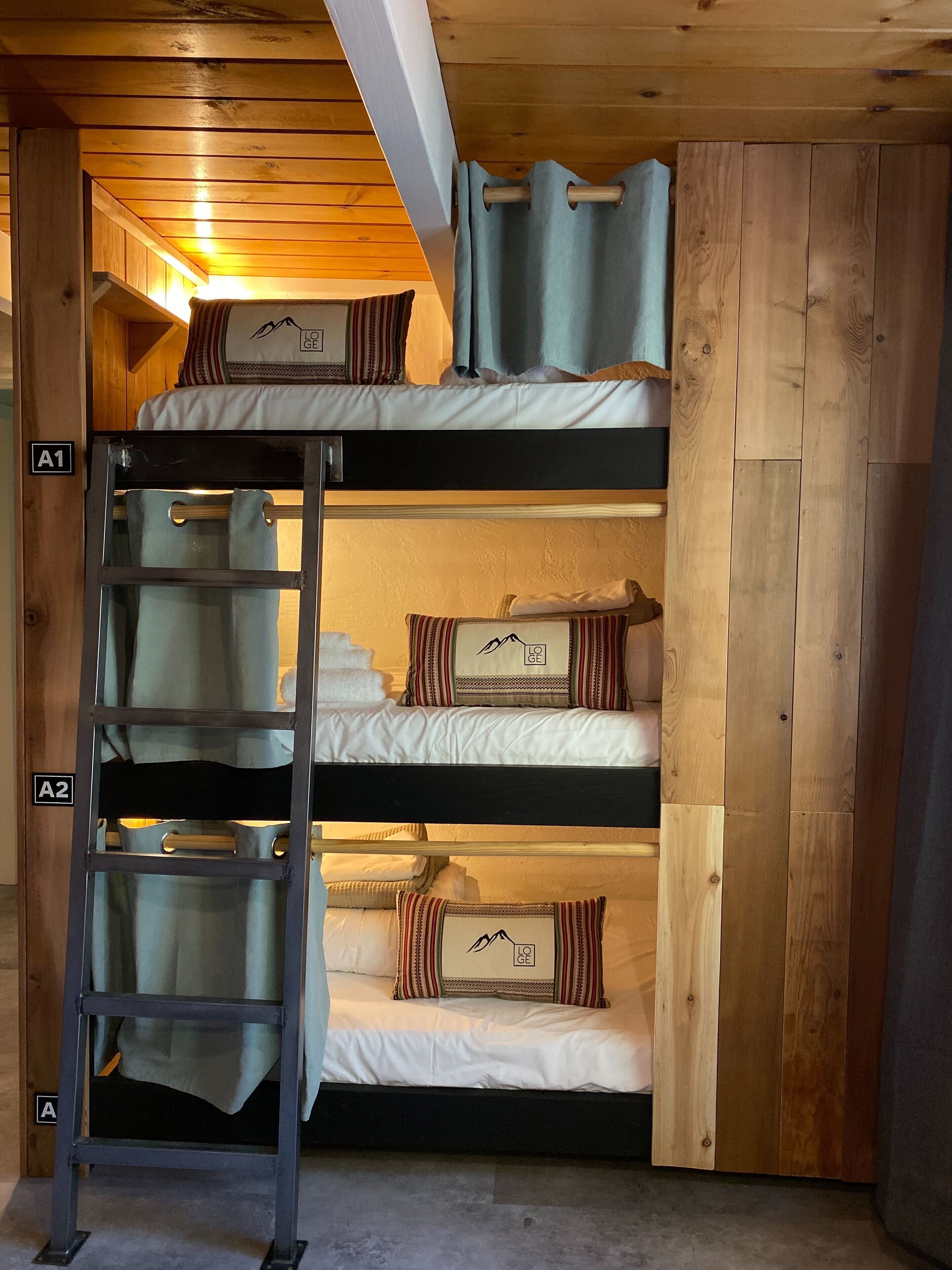 bunk bed room | 1 bedroom, desk, laptop workspace, blackout curtains