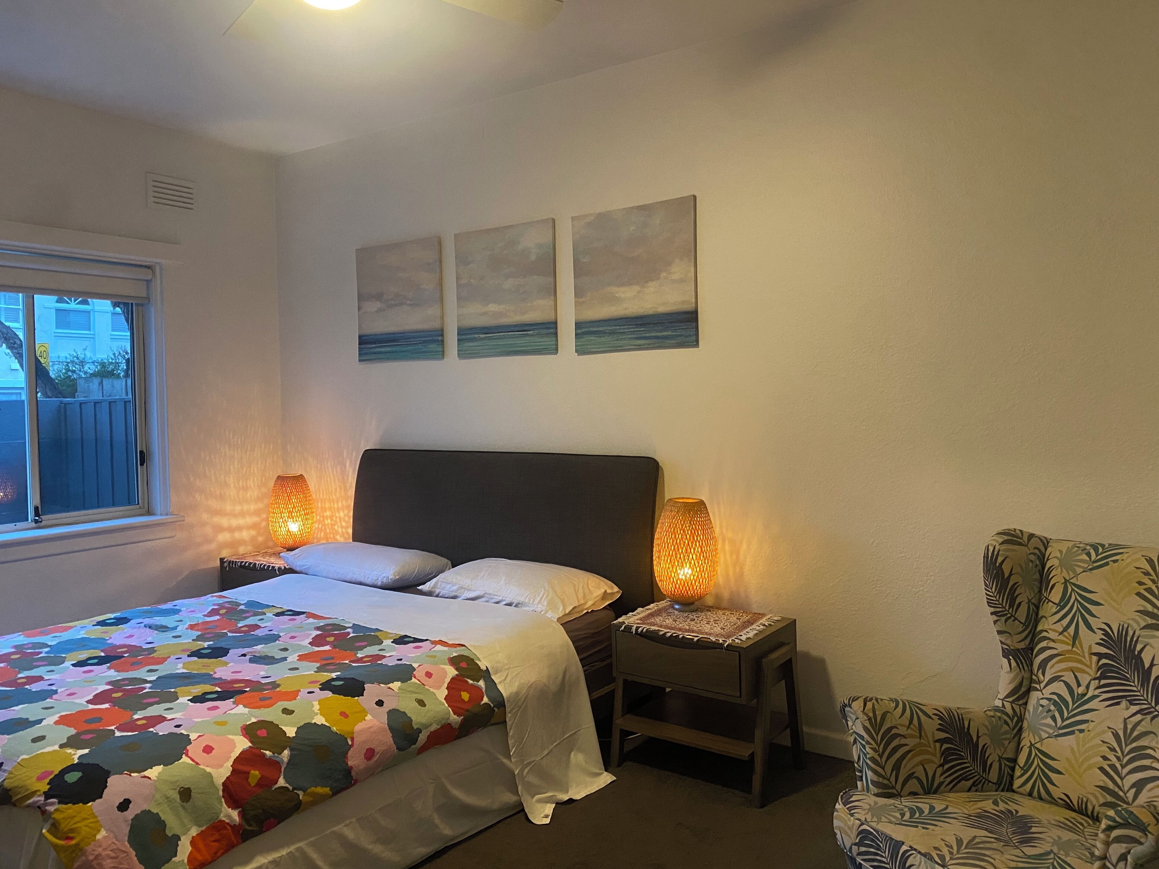 1 bedroom, desk, iron/ironing board, travel crib