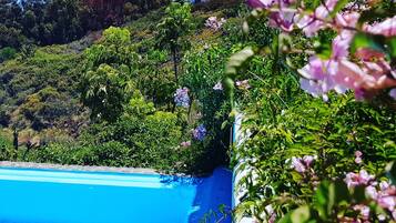 Een buitenzwembad, een verwarmd zwembad