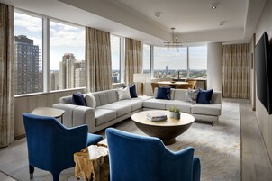 Presidential Suite, 1 Bedroom | Living area | 55-inch LCD TV with digital channels, TV, Netflix